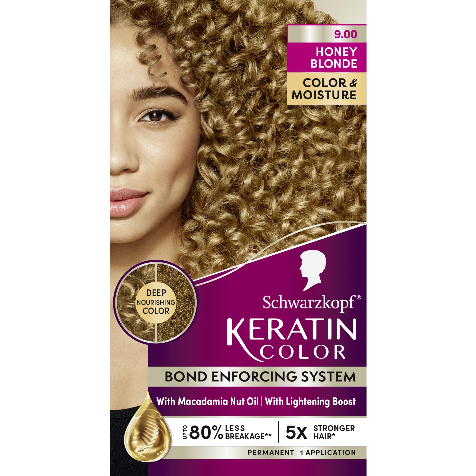 Schwarzkopf Keratin Color crema color tono miel rubio 9.0 para tono natural