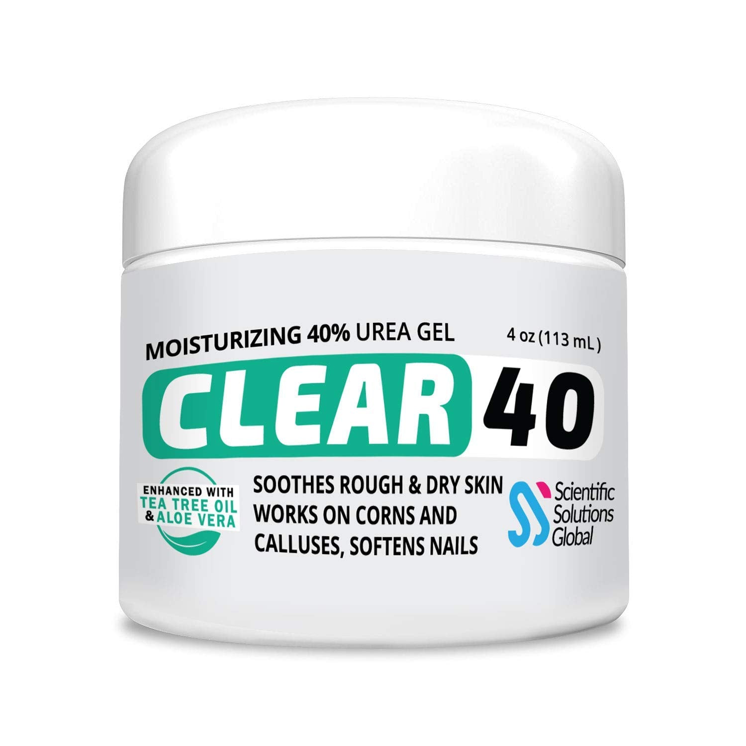 CLEAR 40 Gel Urea 40% de Scientific Solutions Global en envase, hidratación intensa para la piel