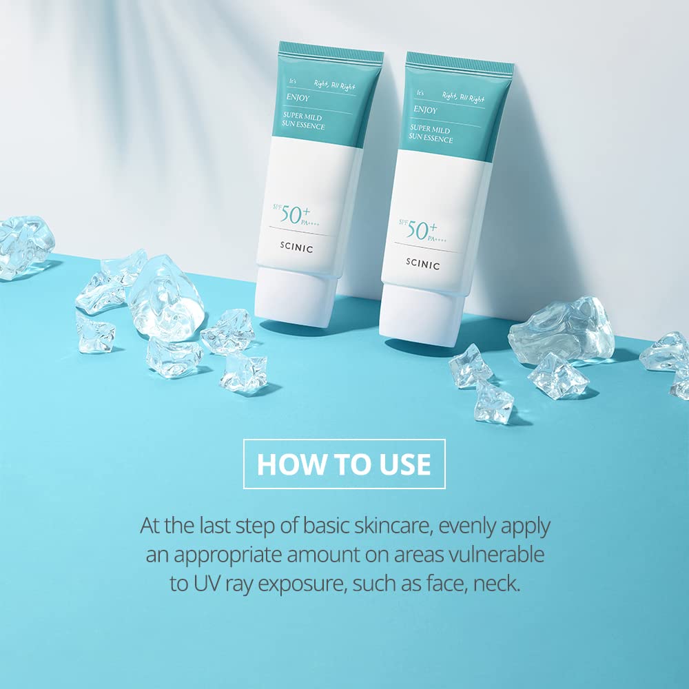 SCINIC Enjoy Sun Essence etiqueta vegana en envase