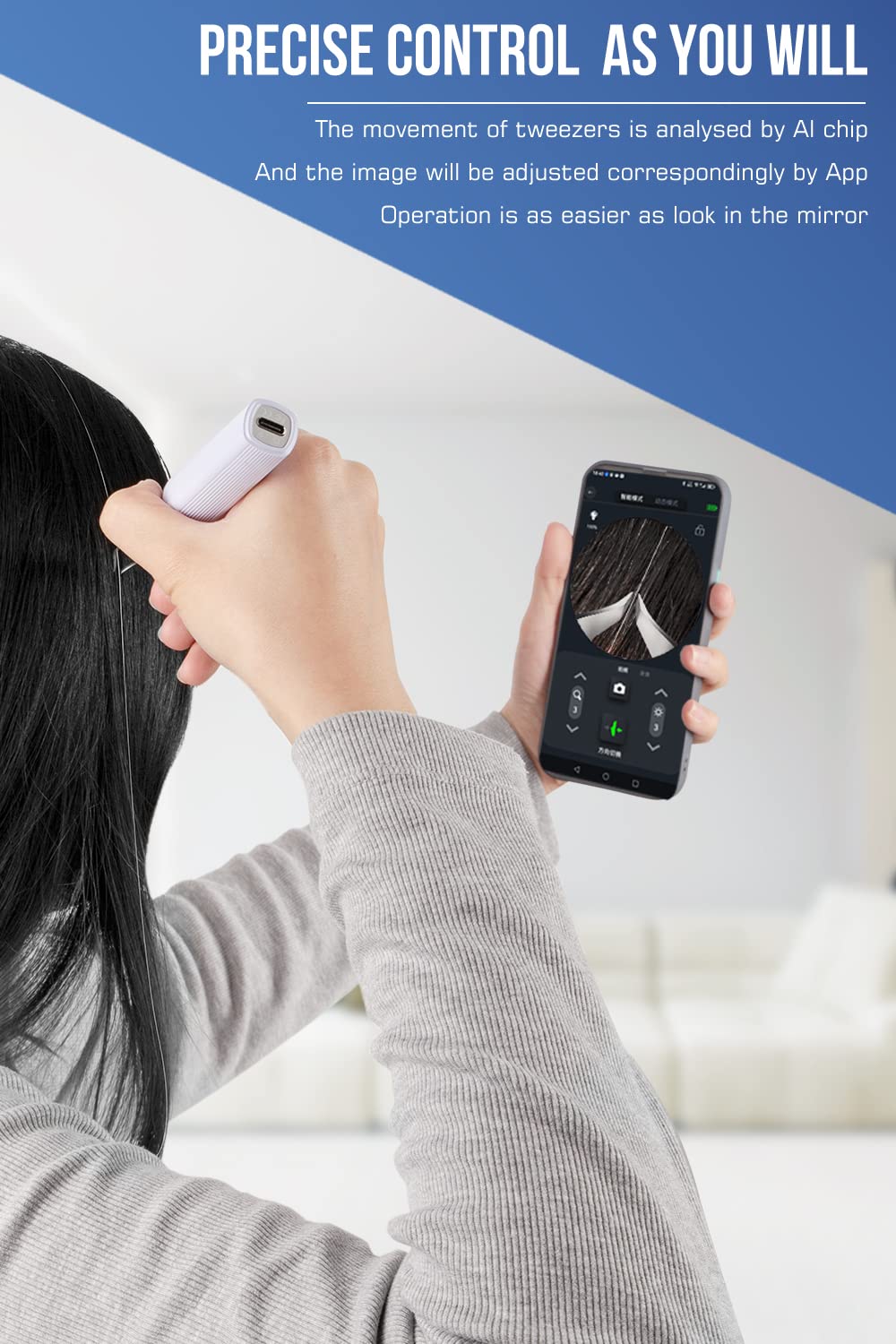 scopepick pinza con cámara 1080p para delinear cejas con precisión.