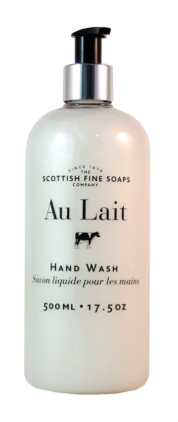 Scottish Fine Soaps Au Lait, botella de jabón de manos suave para uso diario.