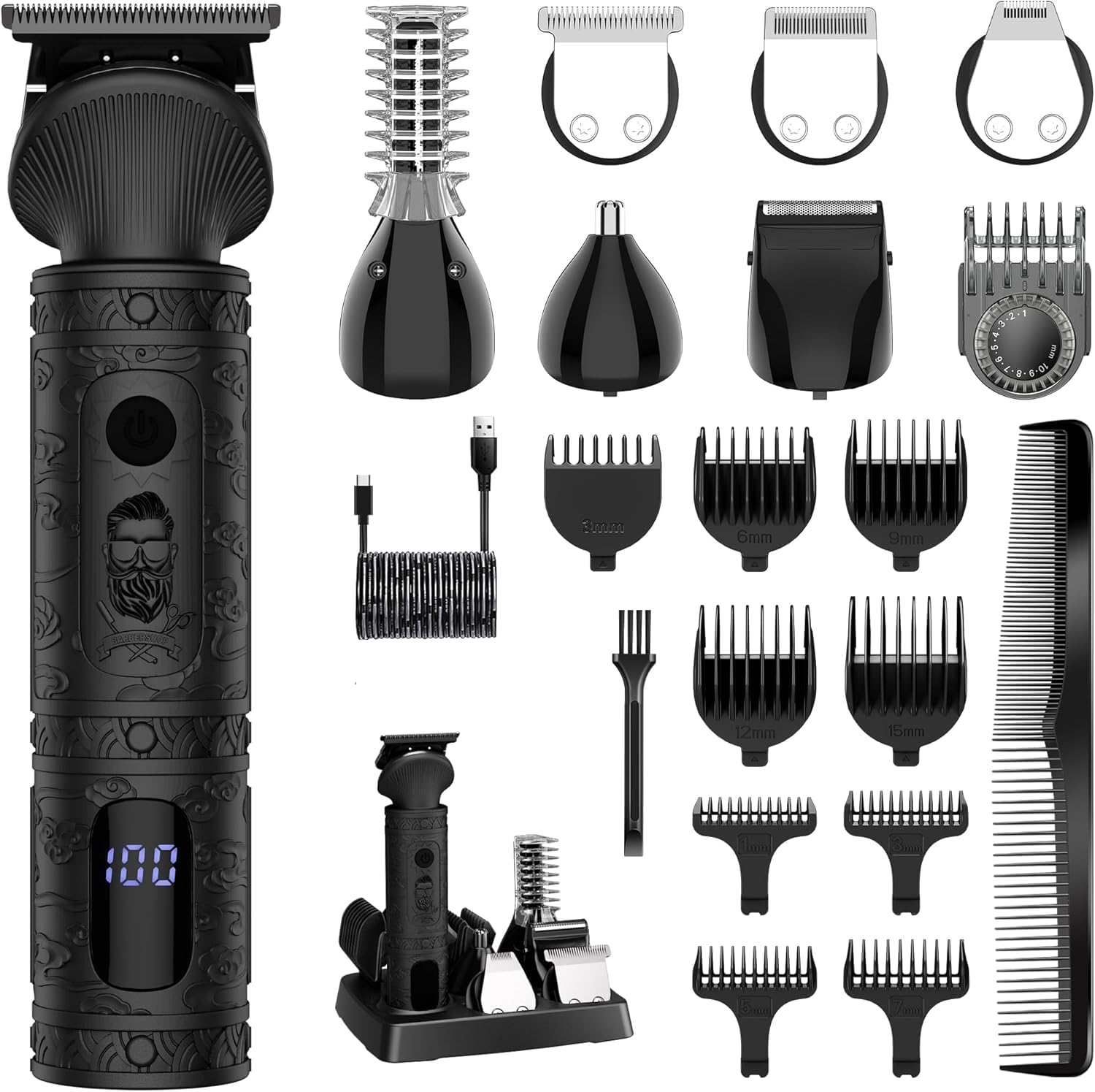 Scttomon Barba Trimmer con T-Blade para corte de precisión.