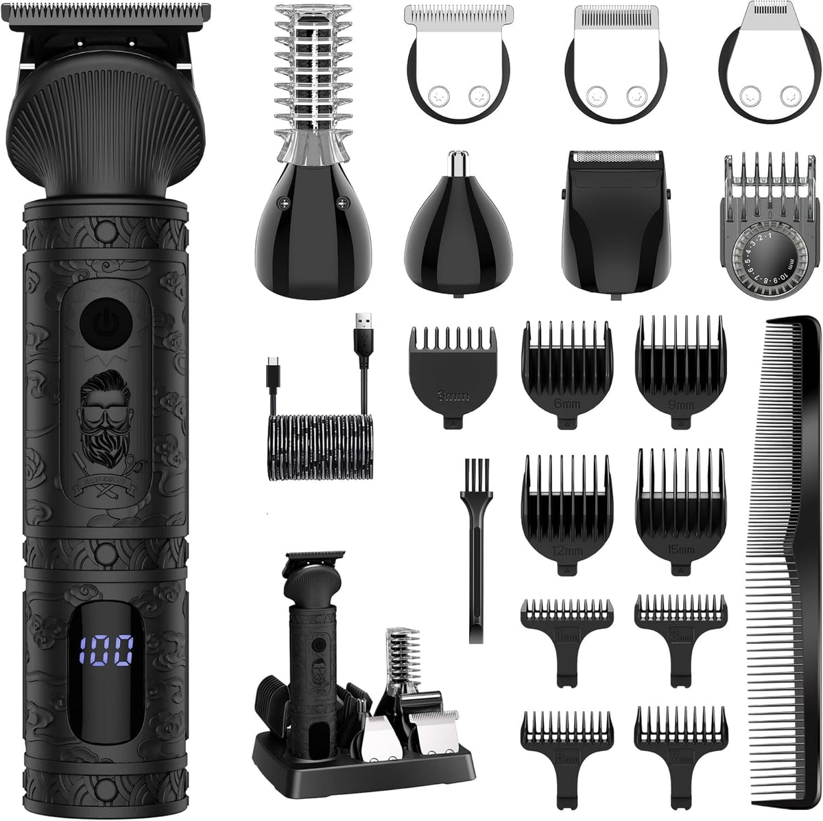 Scttomon Barba Trimmer con T-Blade para corte de precisión.