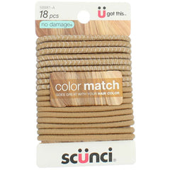 Scunci Beautiful Blends: paquete de 18 ligas para cabello que complementan tonos rubios.