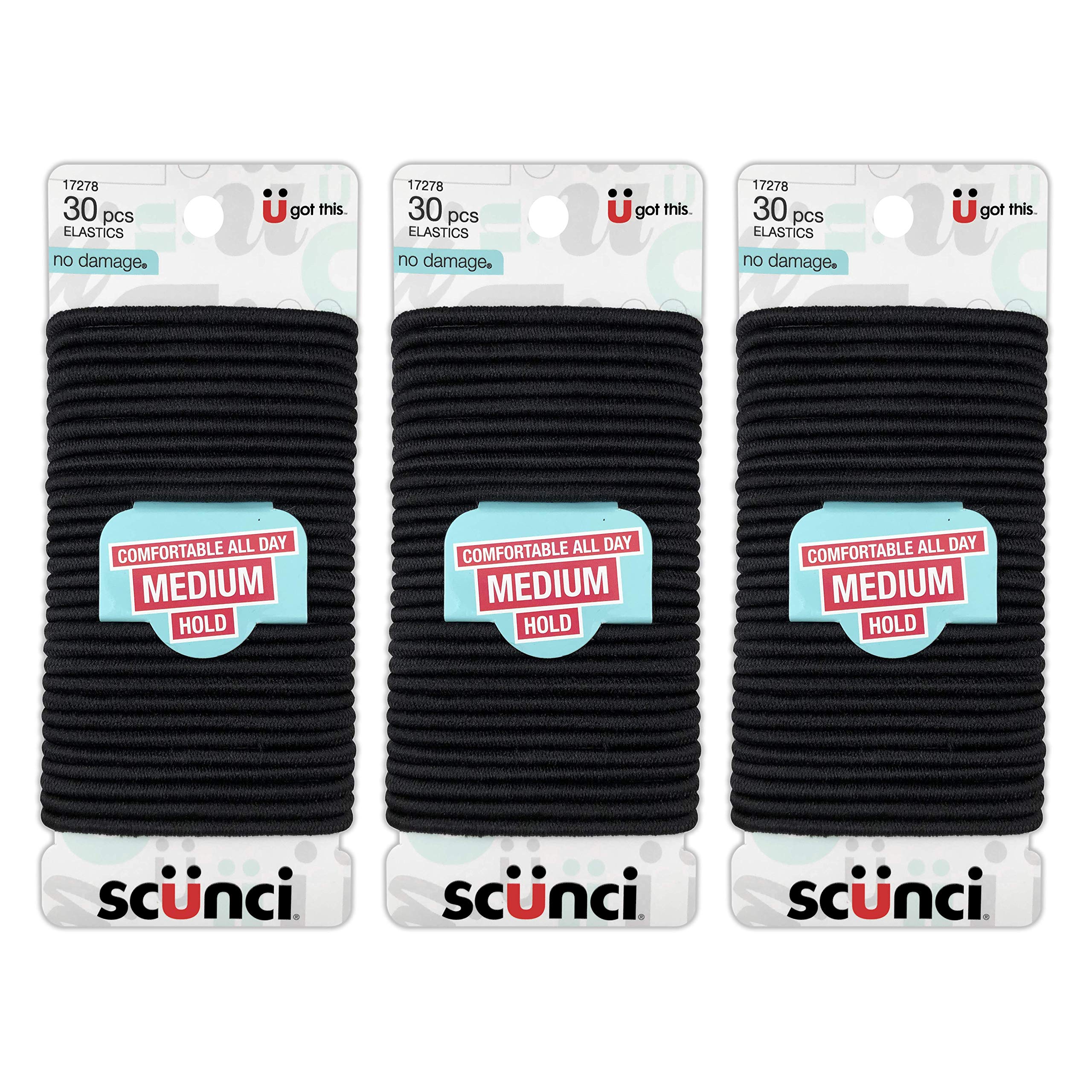 Scunci Effortless Beauty: caja de 90 elásticos sin daño para almacenamiento práctico