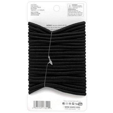 Elásticos Scunci color negro, grosor de 5 mm, opción discreta para peinados duraderos.