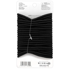 Elásticos Scunci color negro, grosor de 5 mm, opción discreta para peinados duraderos.