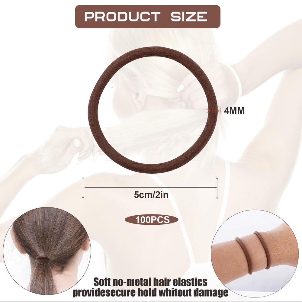 Elástico sin metal Sderoq para cabello marrón, evita enganches