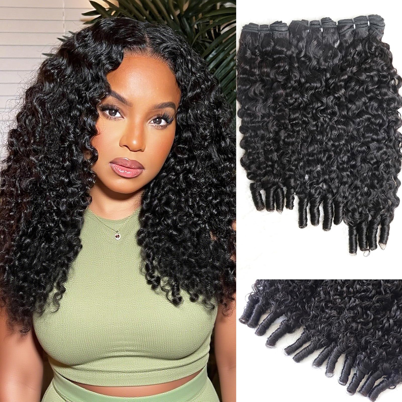 Sdferlin paquetes cabello birmano rizado espiral 16 pulgadas, textura sedosa para mezcla natural.