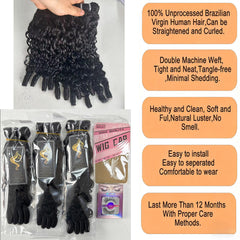Sdferlin paquetes cabello birmano rizado, textura brillante y acabado uniforme para peinados naturales.