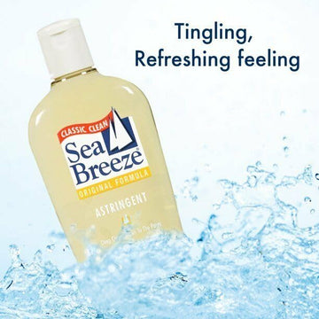 Sea Breeze Astringente Original, tapón roscado visible, facilita aplicación diaria.
