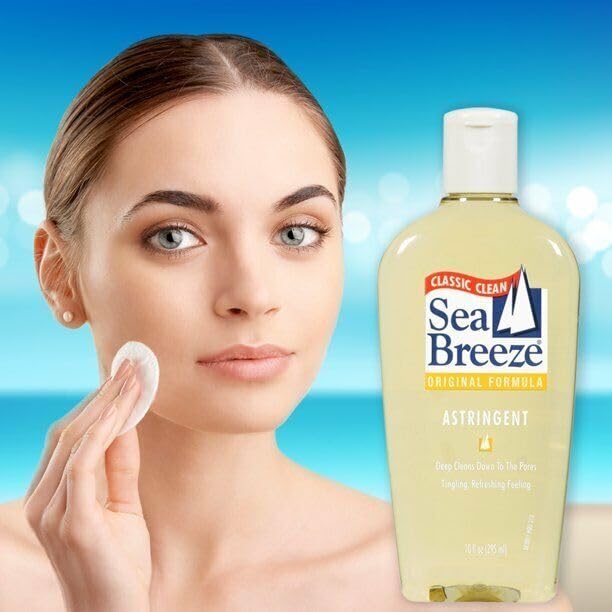 Sea Breeze Astringente Original, imagen de uso diario, parte de la rutina facial.