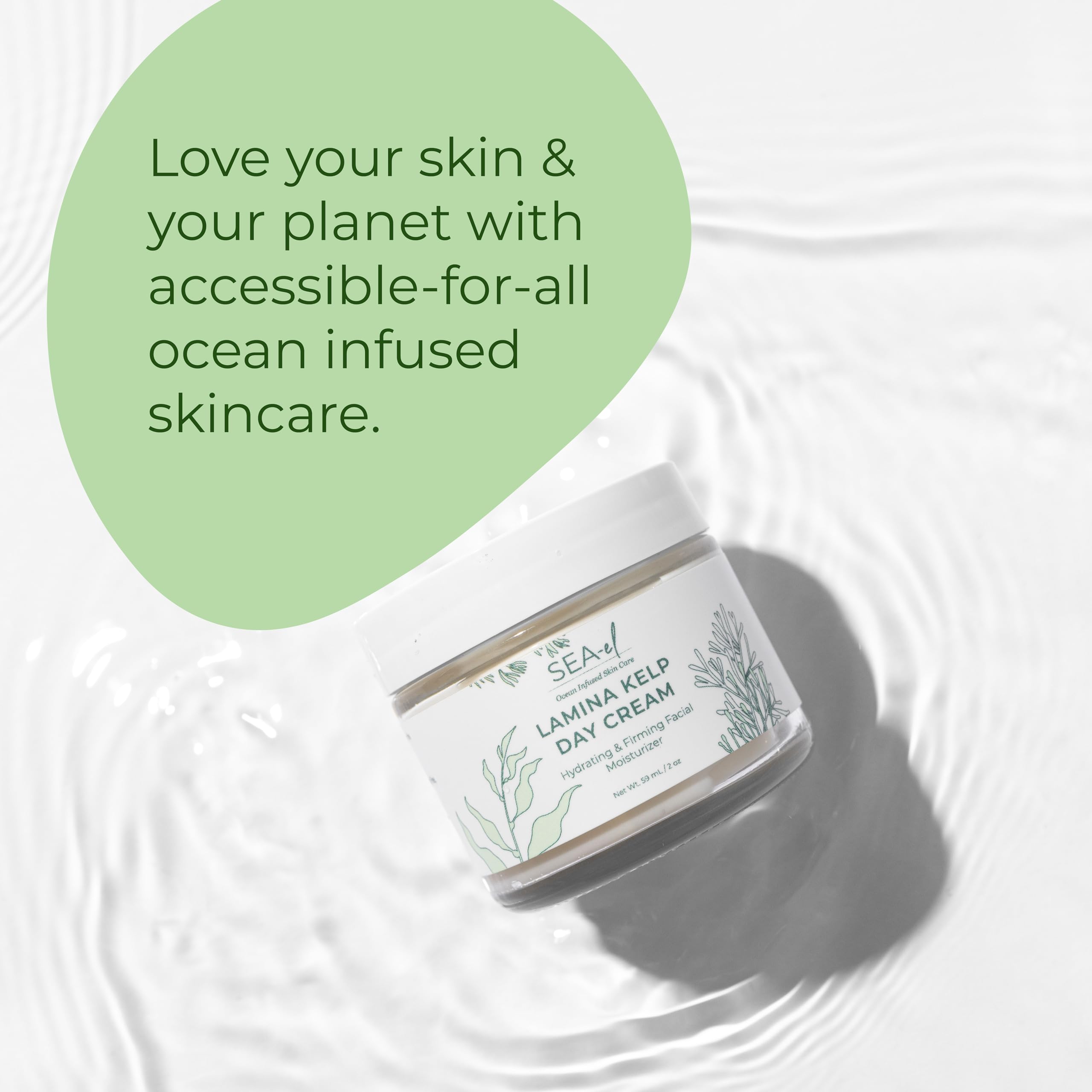 Aloe vera y coco orgánico presentes en Sea-El Lamina Sea Kelp Día Crema para piel sana.