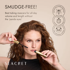 SEACRET Minerals Tubing Mascara con cepillo cono para aplicación precisa y uniforme.