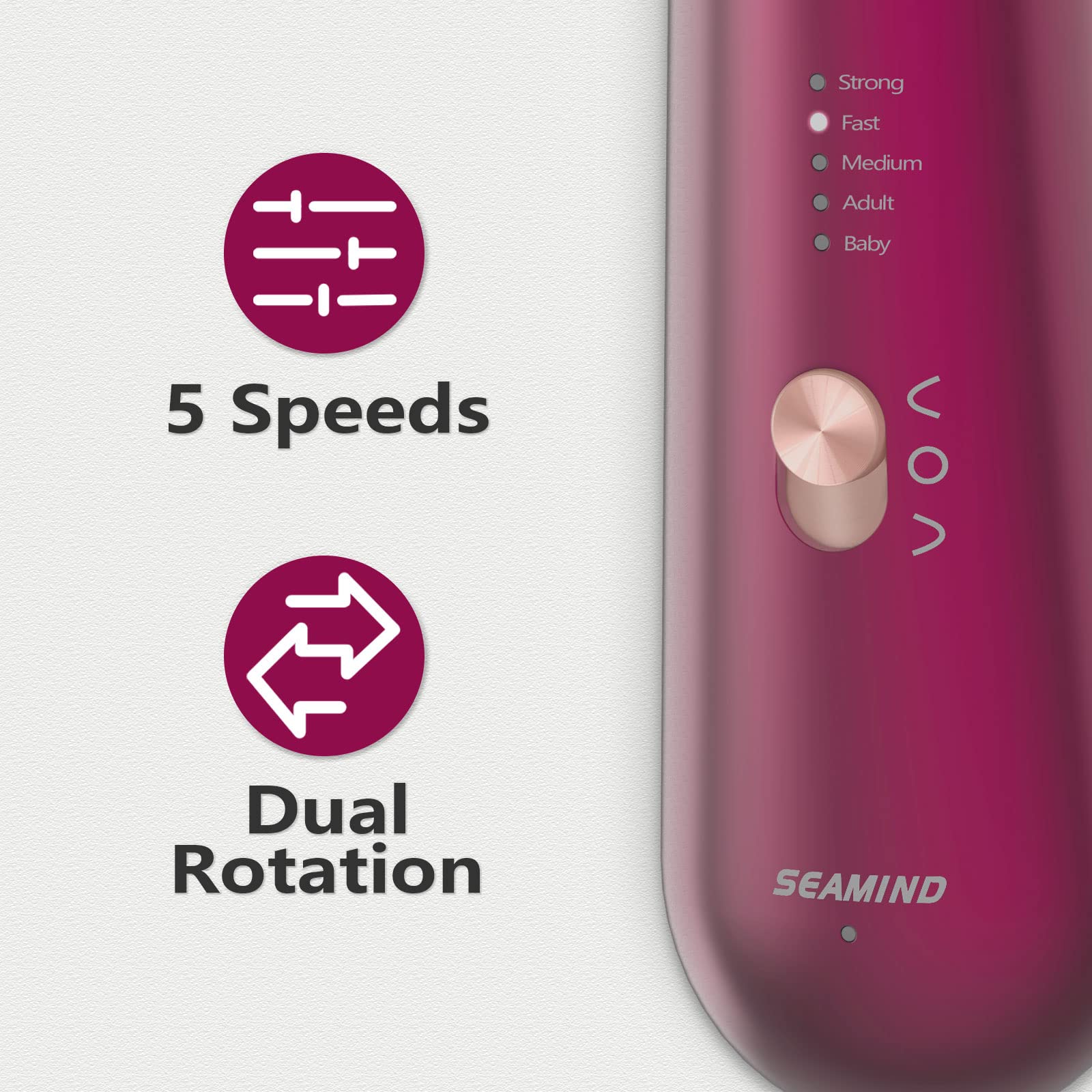 Seamind dos-direcciones-rotacion para uso cómodo, diestro o zurdo.
