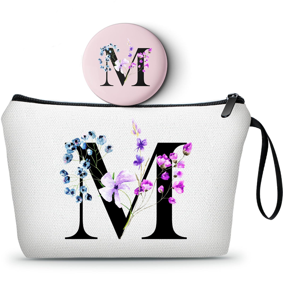 SEAMOON bolsa de maquillaje con monograma M, regalo personalizado para amigas.