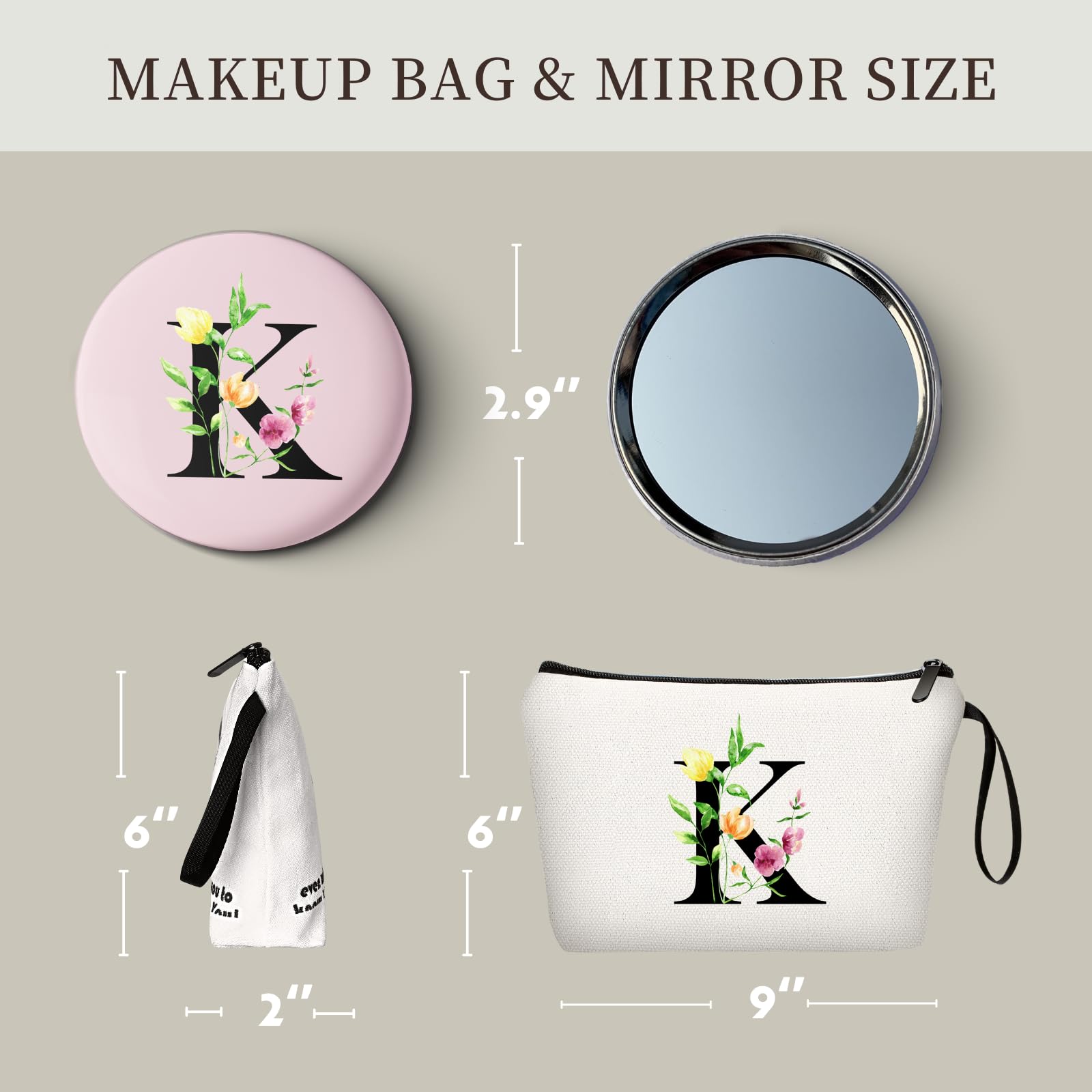 Seamoon bolso maquillaje monograma K a ambos lados, regalo único y personalizado