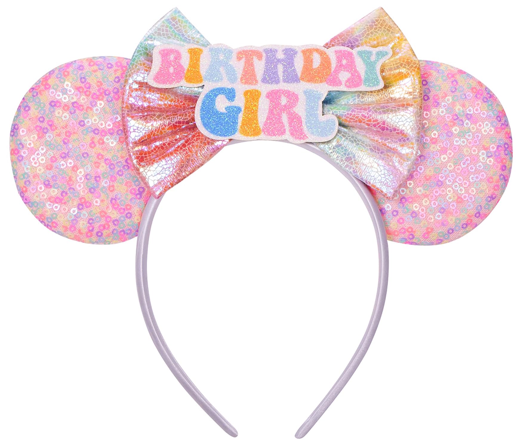 Diadema Seamoy Minnie con lentejuelas rosas para fiestas de cumpleaños