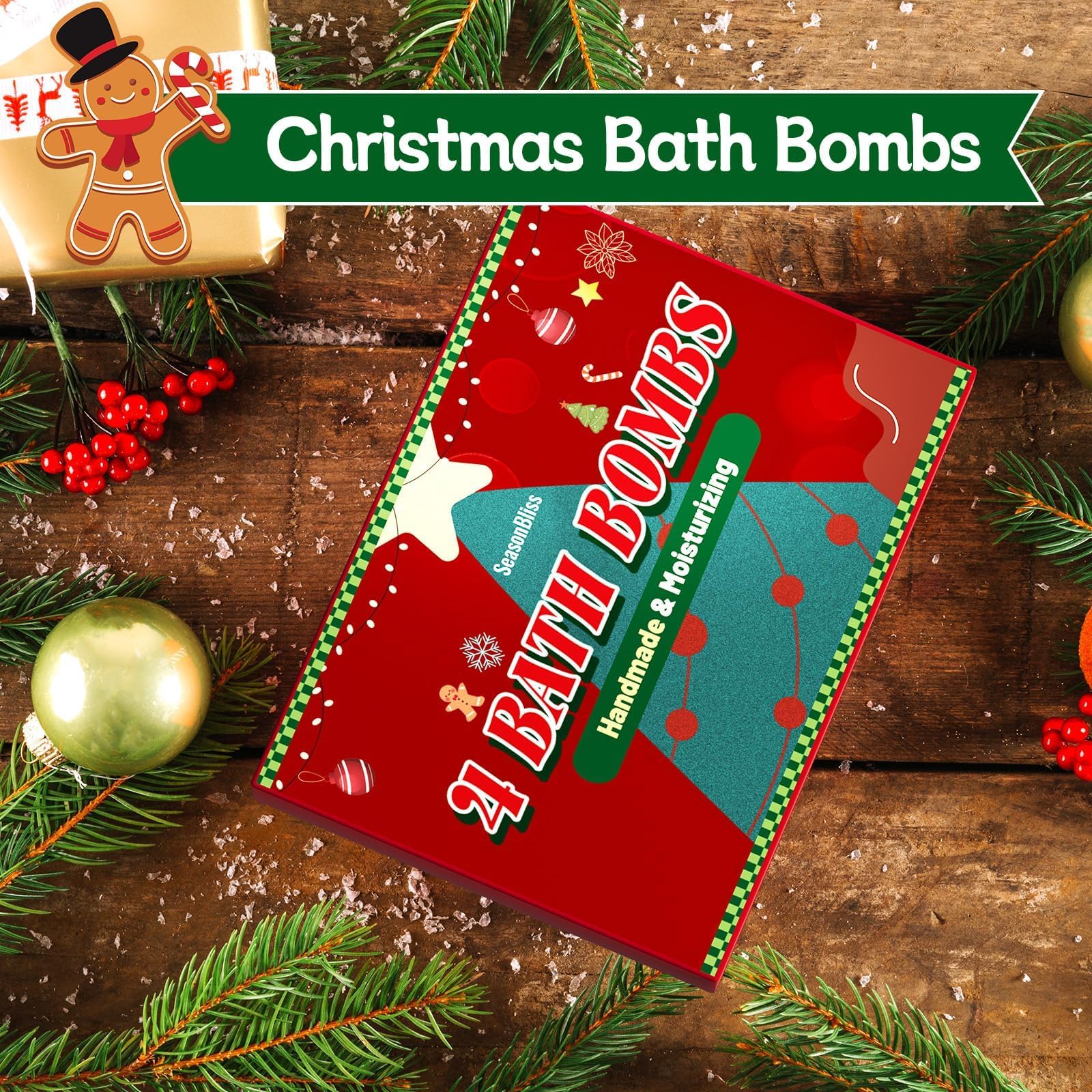 SeasonBliss bombas de baño destellos añaden brillo y aroma festivo al baño.