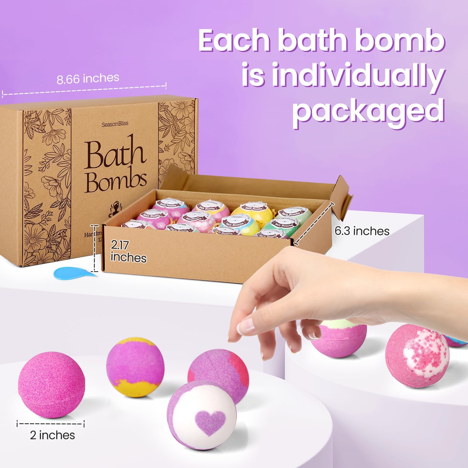 SeasonBliss bombas de baño con envoltorio individual conserva aroma
