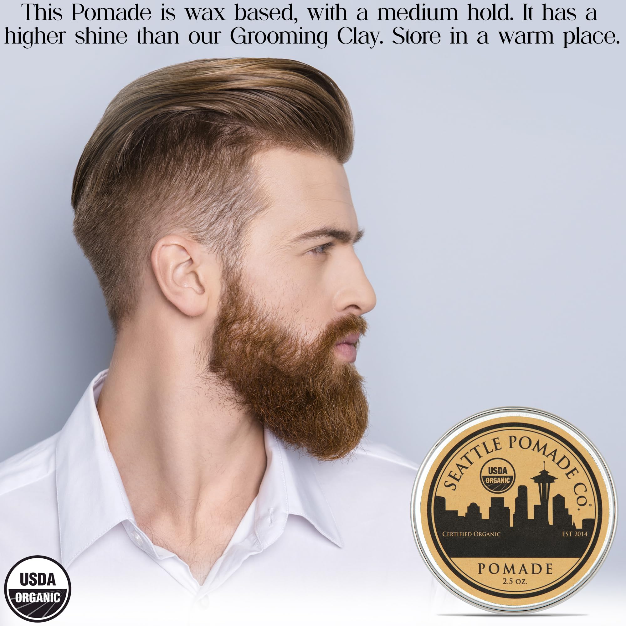 Seattle Pomade Co. acabado ideal para estilos diarios y versatilidad.
