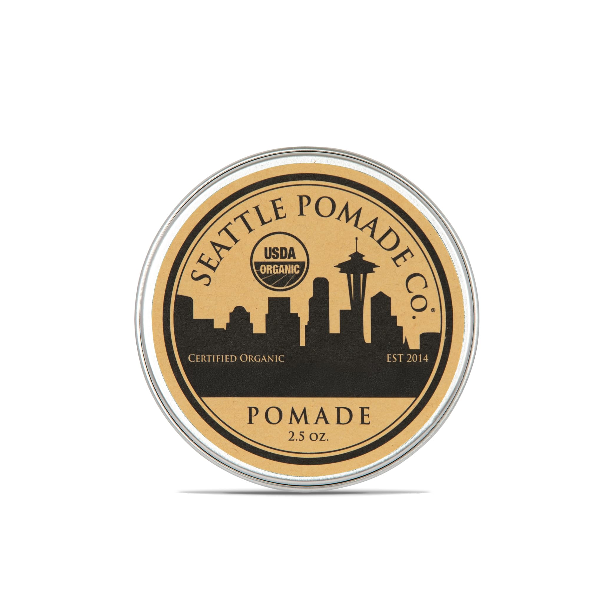 Seattle Pomade Co. pomada orgánica en frasco para un acabado limpio y duradero.