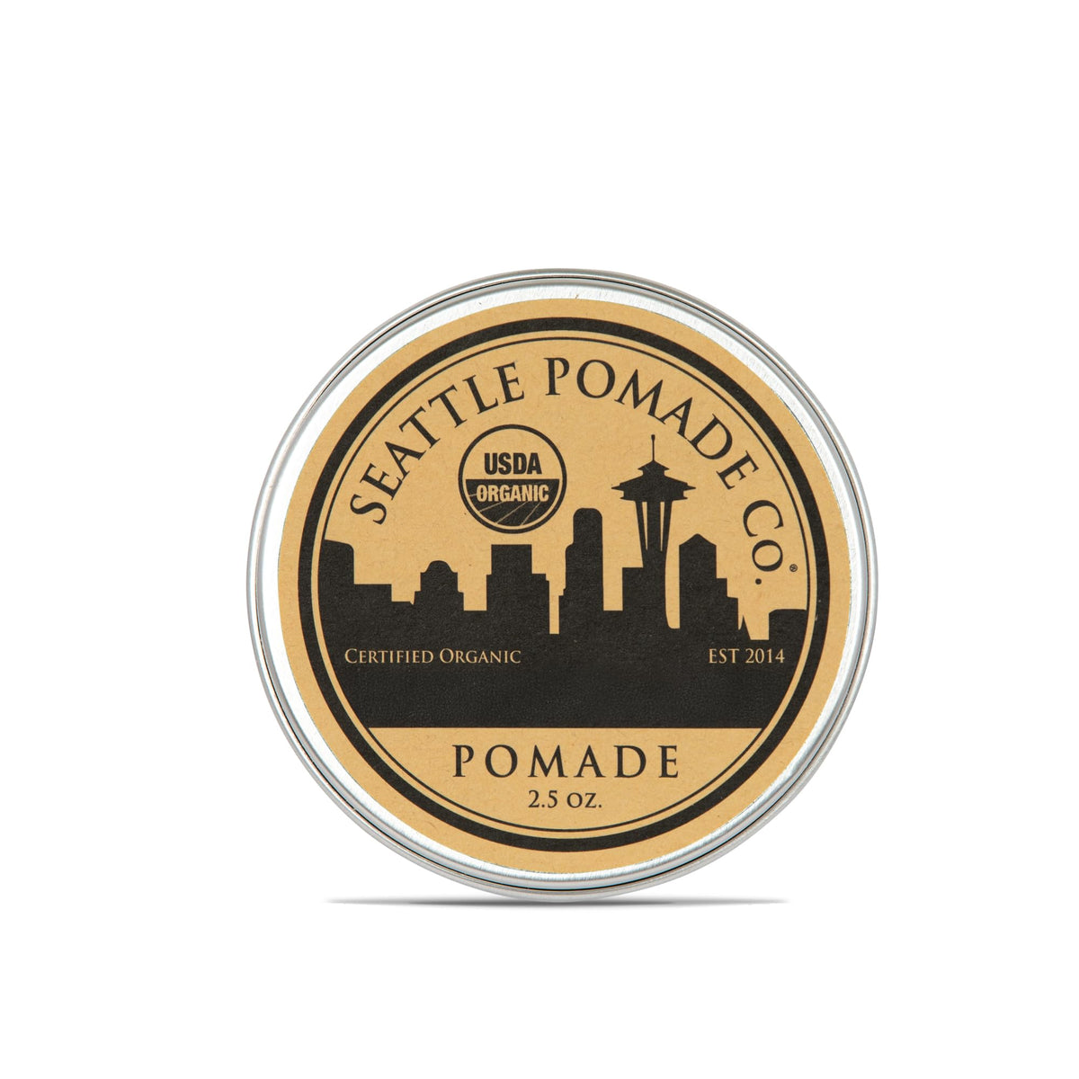 Seattle Pomade Co. pomada orgánica en frasco para un acabado limpio y duradero.
