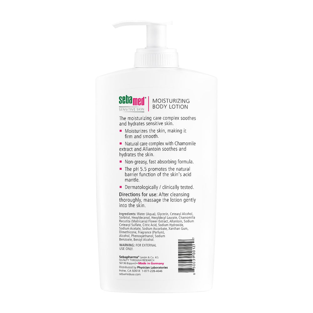 SEBAMED lotion applied to skin for soothing daily care