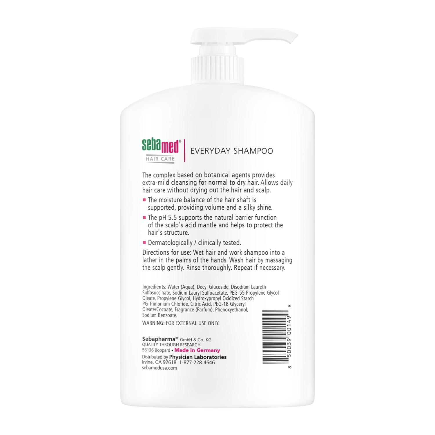 SEBAMED champú diario con espuma suave para cabello ligero y limpio