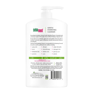 Etiqueta pH 5.5 de SEBAMED que indica equilibrio para la piel.