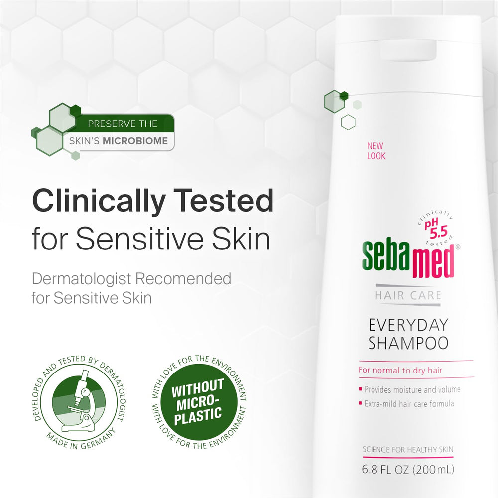 Rutina diaria con SEBAMED Everyday Shampoo en la ducha.