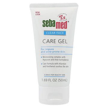 Gel de cuidado facial SEBAMED en bote de 50 ml, hidratación suave para piel propensa a imperfecciones.