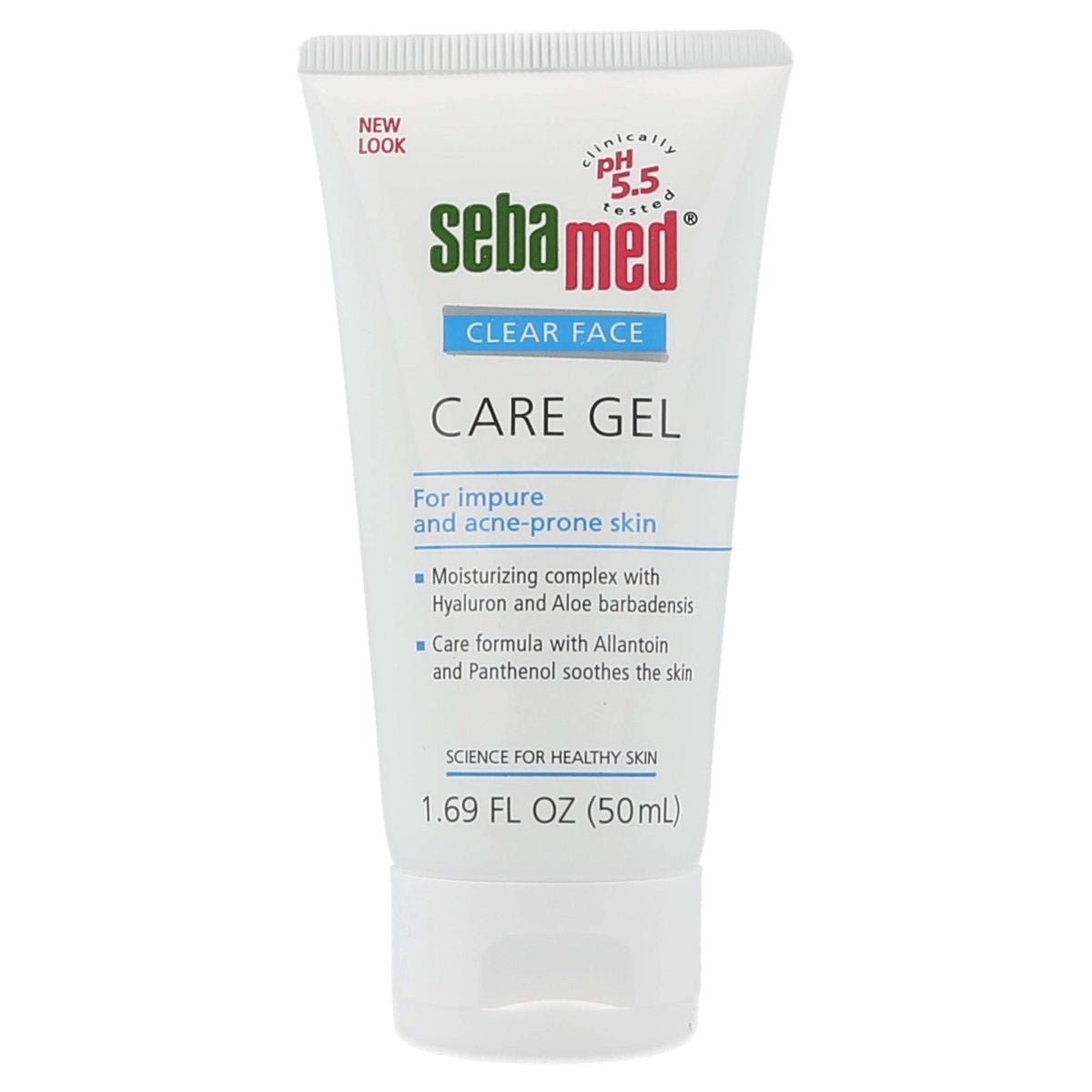 Gel de cuidado facial SEBAMED en bote de 50 ml, hidratación suave para piel propensa a imperfecciones.
