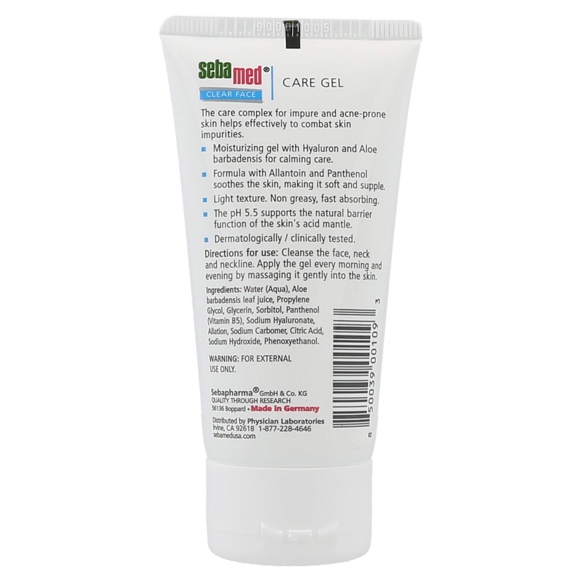 Gel SEBAMED en envase de 50 ml, textura ligera para uso diario y maquillaje sin problemas.