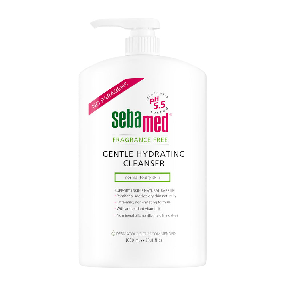 SEBAMED limpiador sin fragancia en botella de 1 litro para piel sensible.
