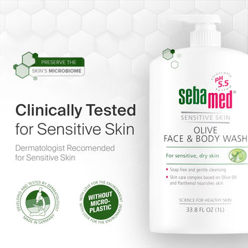 Sebamed Olive: textura suave para uso diario sin irritantes.