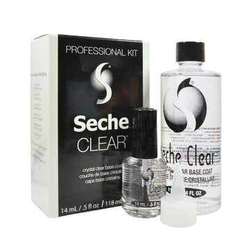 Seche base cristal claro para uñas, mejora adherencia y evita manchas.