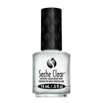 Seche Clear Base Coat aplicación suave para uñas lisas y preparadas.