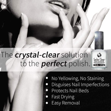 Seche Clear Base Coat fortalece uñas naturales y mejora la adherencia del color.