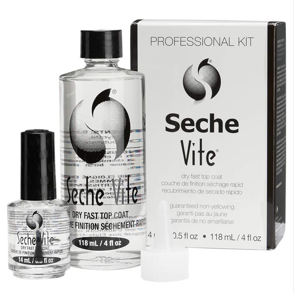 Seche Vite: botella y capa superior de alto brillo para uñas brillantes.