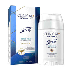 Secret Clinical Strength Soft Solid, empaque ligero para uso diario.