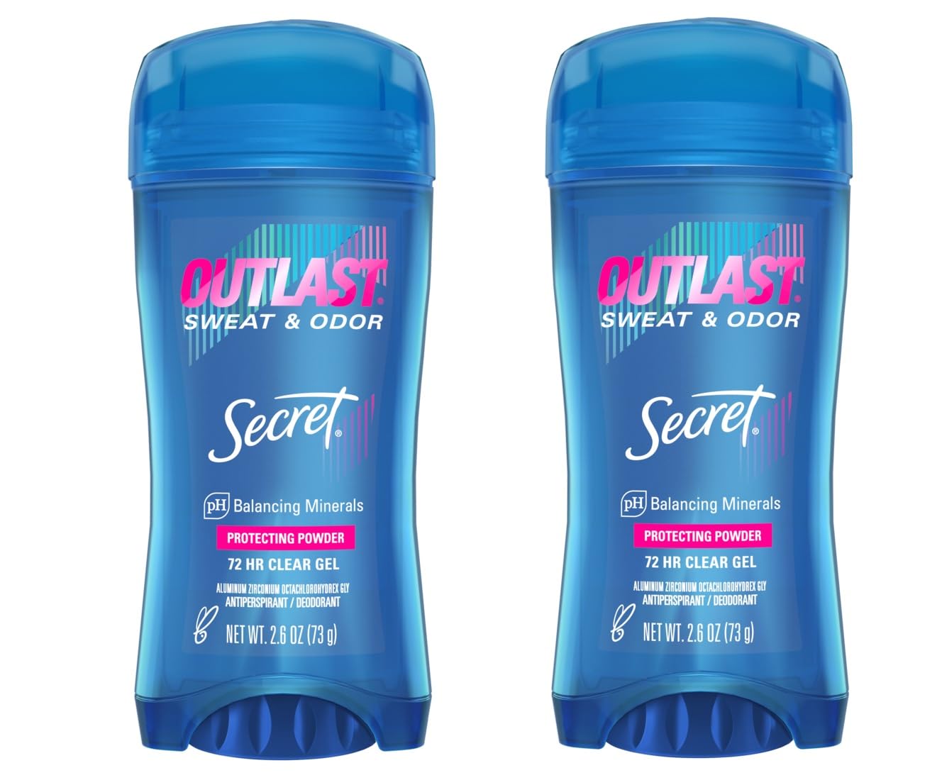 Secret desodorante antitranspirante gel claro, paquete doble, protección diaria contra el olor.