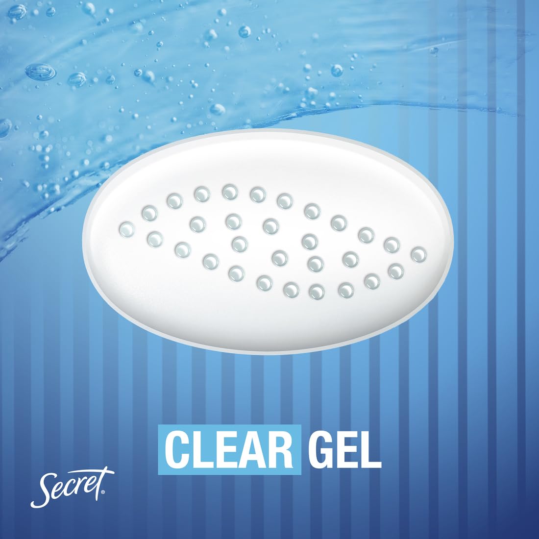 Secret desodorante antitranspirante gel claro, protección de 48 horas para días activos.