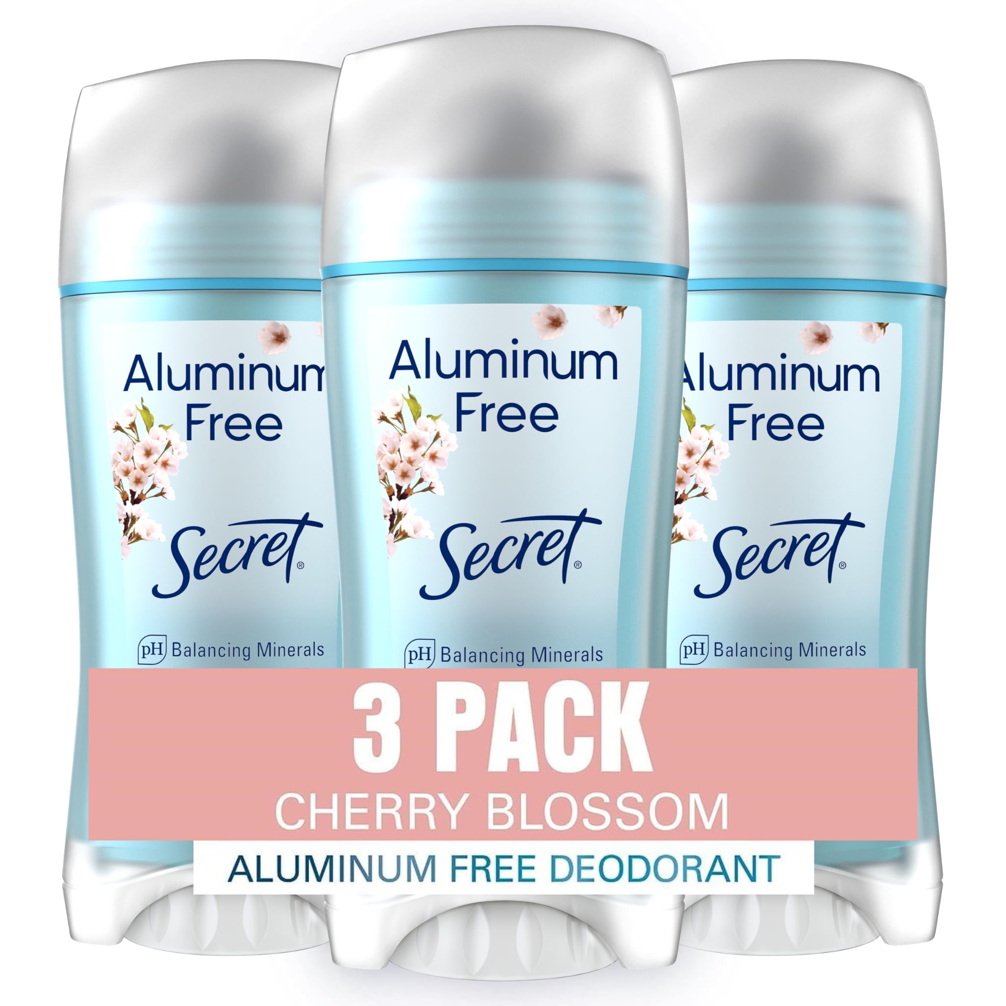 Desodorante Secret sin aluminio, botella 2-4oz, protección duradera todo el día.