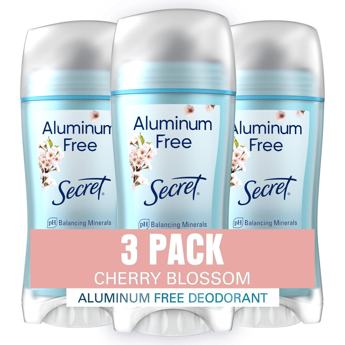 Desodorante Secret sin aluminio, botella 2-4oz, protección duradera todo el día.