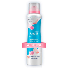 Secret Dry Spray para mujer, aplicación suave, protección de 48 horas y aroma de rosa silvestre.