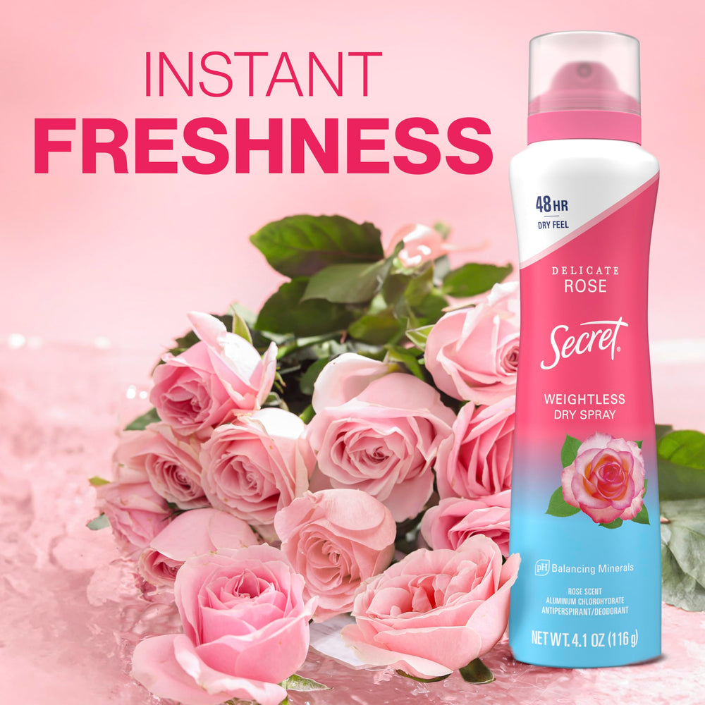 Secret Dry Spray bottle in hand for a confident routine.