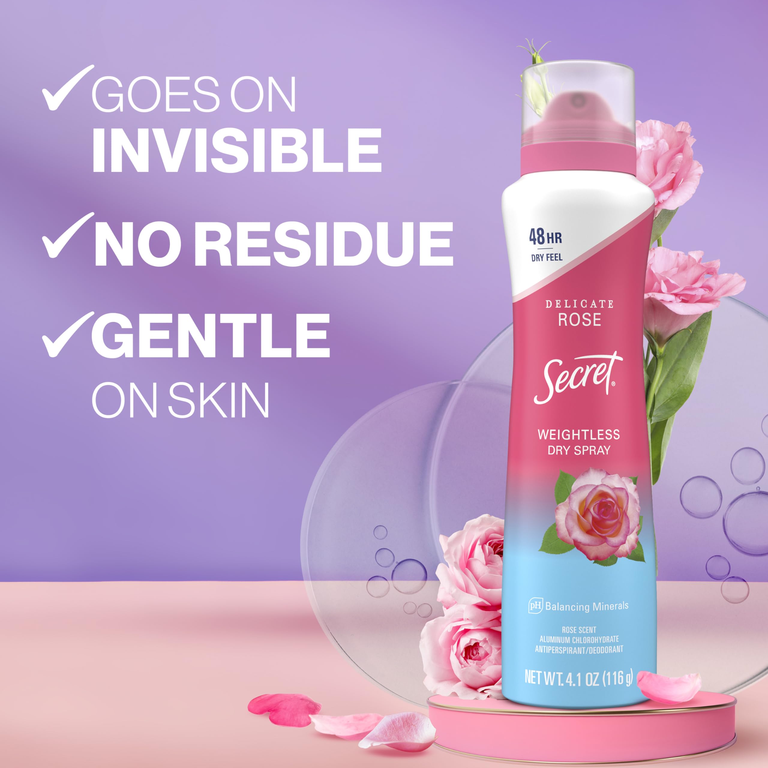 Secret Dry Spray Desodorante para Mujer, protección 48h para días activos