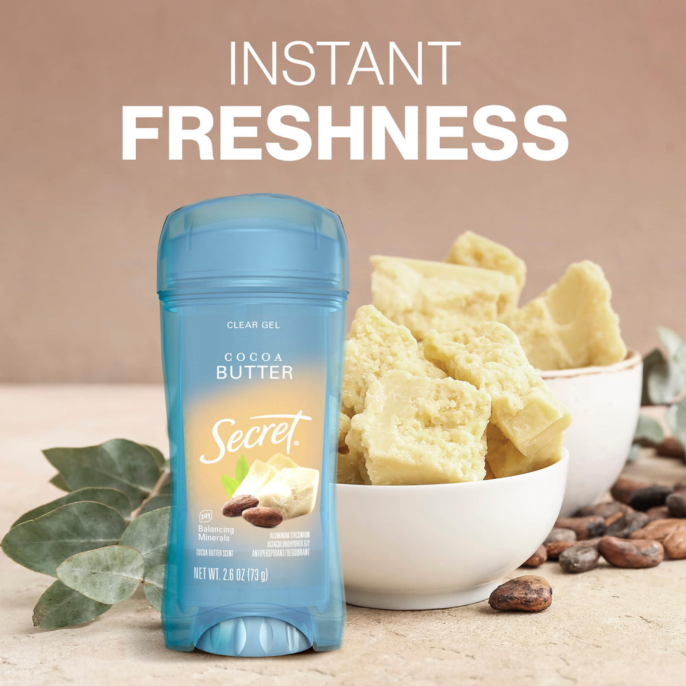 Secret fragancia de manteca de cacao para una experiencia agradable.