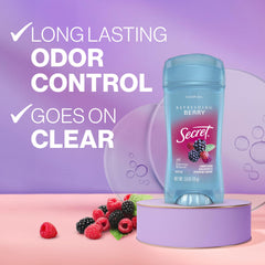 Desodorante Secret en gel translúcido aplicándose con rapidez.